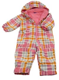 Kostkovaná šusťáková zimní kombinéza s odepínací kapucí H&M