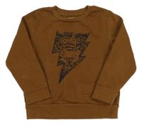 Hnedá mikina s bleskem/tygrem C&A