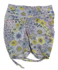 Světlepudrové květované kraťasy s nařasením ELITE