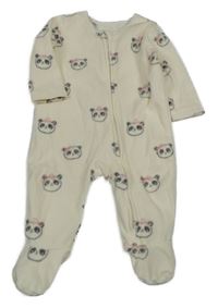 Smetanový fleecový overal s pandami George