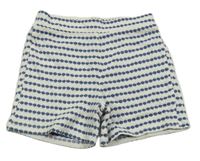 Bielo-tmavomodré pruhované/vzorované kraťasy PRIMARK