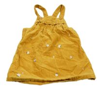 Okrové menšestrové šaty s kvietkami a volánikom St. Bernard