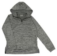 Tmavošedo-bílá melírovaná mikina s kapsou a kapucí PRIMARK