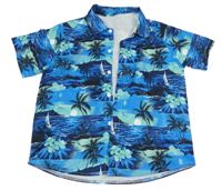 Modrá košile s palmami a lodičkami