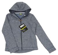 Nové - modro-bílá melírovaná funkční pletená propínací mikina s kapucí TRESPASS