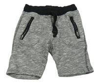 Sivo-čierne melírované teplákové kraťasy H&M