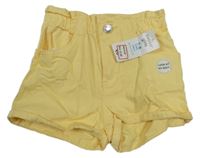 Nové - žlté paper bag rifľové kraťasy little kids