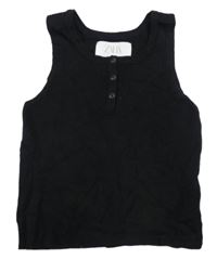 Čierny rebrovaný crop top ZARA