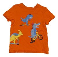 Tmavooranžové tričko s dinosaury C&A