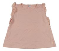 Svetloružové tričko s volánikmi PETIT BATEAU