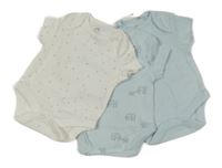 Nové - 3x - Body - 1x - Bílé s hvězdičkami, 2x - světlemodré se sloníky Next