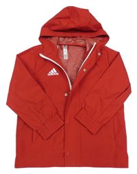 Červená šusťáková nepromokavá bunda s kapucí Adidas