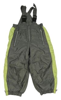 Khaki-zelené šusťákové zimní laclové oteplovačky 