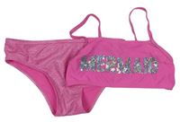 Ružové trblietavé dvoudílné plavky s nápisom s flitrami Primark