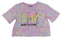 Ružové skvrnité crop tričko s logem MTV Matalan