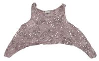 Růžový asymetrický crop top s listy a flitry next