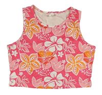 Tmavoružový kvetovaný crop top zn. Shein