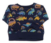 Tmavomodrá mikina s dinosaury Next