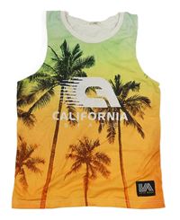 Zeleno-oranžové ombré sieťované tielko s palmami zn. H&M