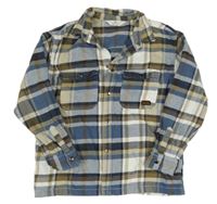Modro-hnědo-bílá kostkovaná košilová bunda H&M