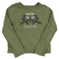Khaki triko s motýlem Primark