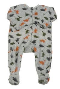 Sivý melírovaný chlpatý overal s dinosaurami Pep&Co