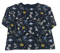 Tmavomodré skvrnité triko s planetami a kosmonauty Name it