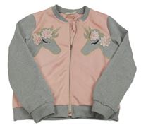 Ružovo-sivá prepínaci mikina s jednorožcami Shein