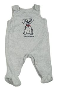 Světlešedé melírované žebrované sametové dupačky s dalmatinem zn. Matalan