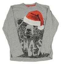 Šedé melírované triko s medvědem Cool Club