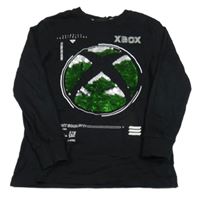 Čierne tričko s logem X-Box z překlápěcích flitrů Next