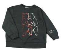 Antracitová melírovaná mikina s medveďmi Zara