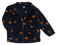 Tmavomodrá chlupatá propínací mikina s hvězdami Tu