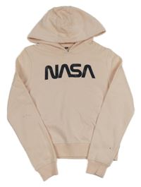 Svetloružová mikina s nápisom a kapucí - NASA