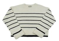 Smetanovo-černý crop svetr s pruhy Matalan