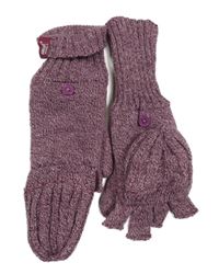 Vínové melírované zaklápěcí rukavice