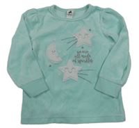 Mátová sametová pyžamová mikina s hvězdami a měsícem C&A