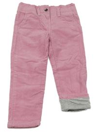 Růžové manšestrové podšité kalhoty Pocopiano