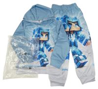 Nové - 2set - Modrá mikina s postavičkou a kapucí + tepláky