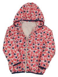 Bielo-ružová bodkovaná á šušťáková jarná bunda s kapucňou