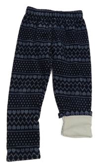 Tmavomodré vzorované plyšové zateplené legíny Topolino