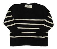 Čierno-béžový pruhovaný rebrovaný sveter H&M