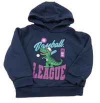 Tmavomodrá mikina s dinosaurom a kapucňou Primark