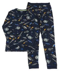 Tmavomodré pyžamo s vesmírným motivem M&S