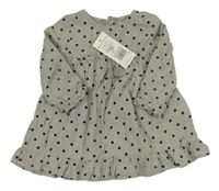 Nové - Šedé melírované puntíkaté šaty F&F
