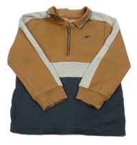 Hnědo-tmavomodro-šedé polo mikinotriko s nášivkou Nutmeg