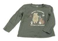 Khaki triko s medvědem a bobrem C&A
