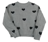 Sivý sveter so srdiečkami Primark