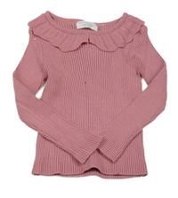 Starorůžový žebrovaný svetr s límečkem Primark