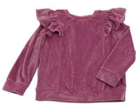 Staroružová rebrovaná plyšová mikina s volánikmi Little Kids